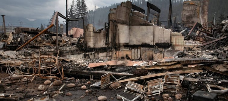 The aftermath of a wildfire in Jasper