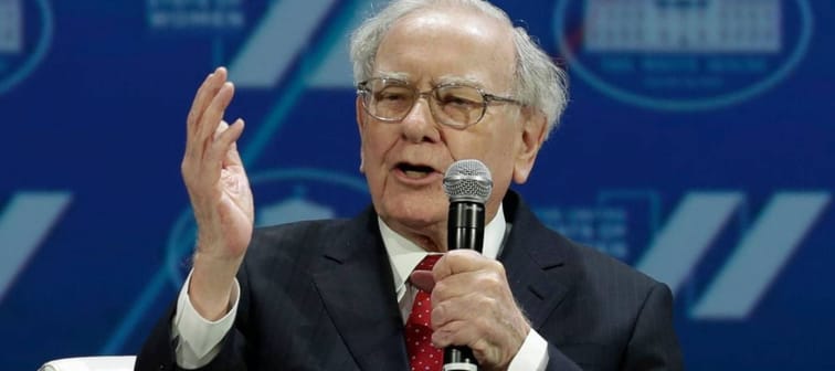 Investor Warren Buffett speaks during the "United State of Women Summit" at the Washington Convention Center in Washington, DC, June 14, 2016.