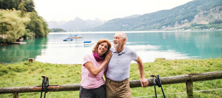 Retired couple enjoying a vacation.