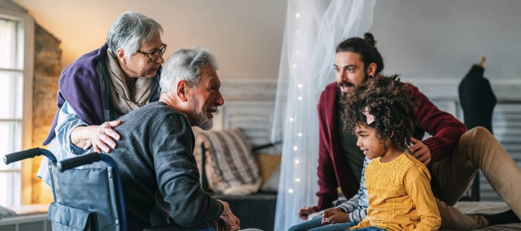 Multigenerational family talking