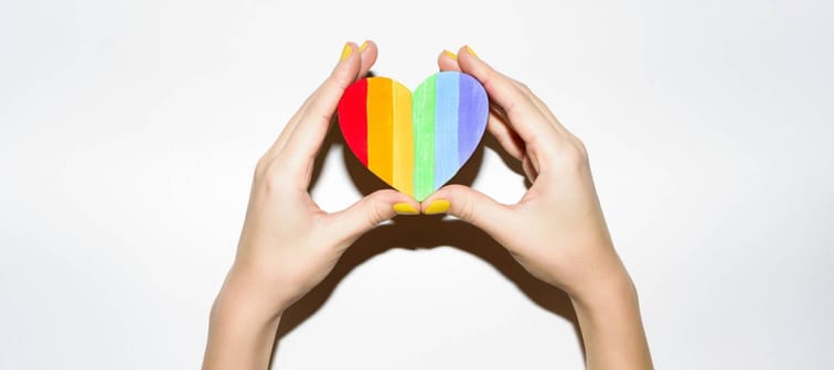 Lgbt flag rainbow heart shape