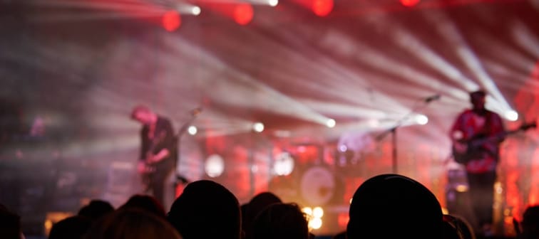 Silhouettes of crowd at concert