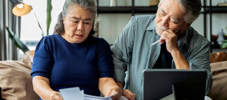 Stressed older couple