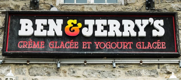Ben and Jerry's ice cream logo on facade at store in Montreal