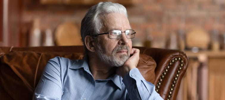 Pensive looking mature man