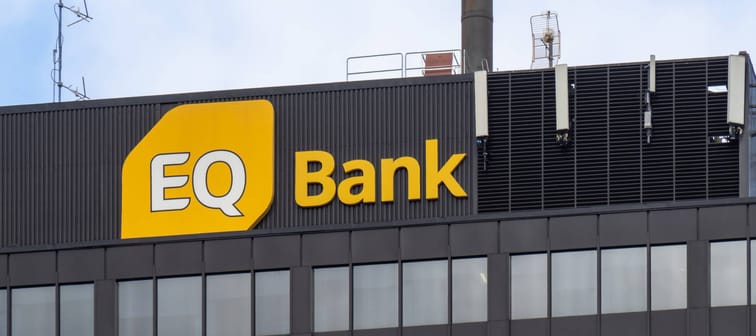 Sign on the roof of the EQ Equitable Bank on St. Clair Avenue in Toronto