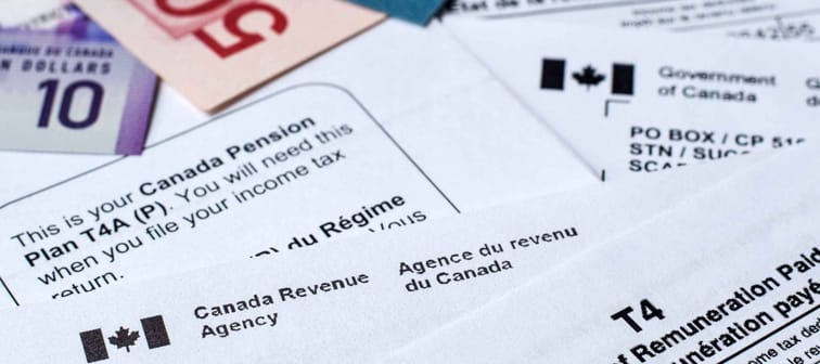 Canada Revenue Agency income tax forms and statements to prepare taxes