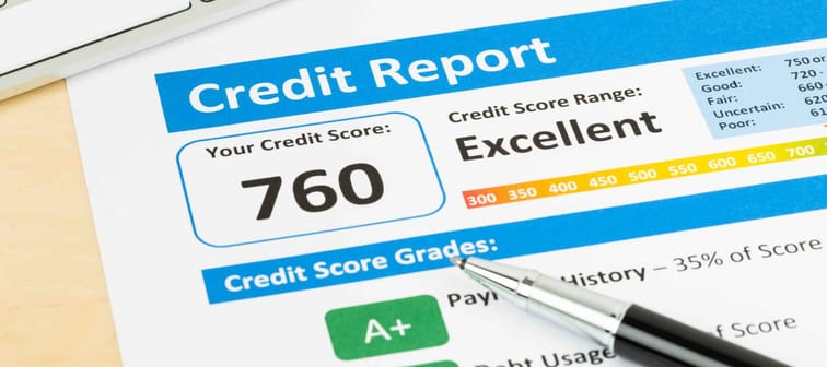 Credit score report with keyboard