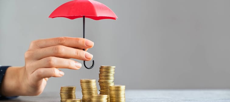 Umbrella protecting coins