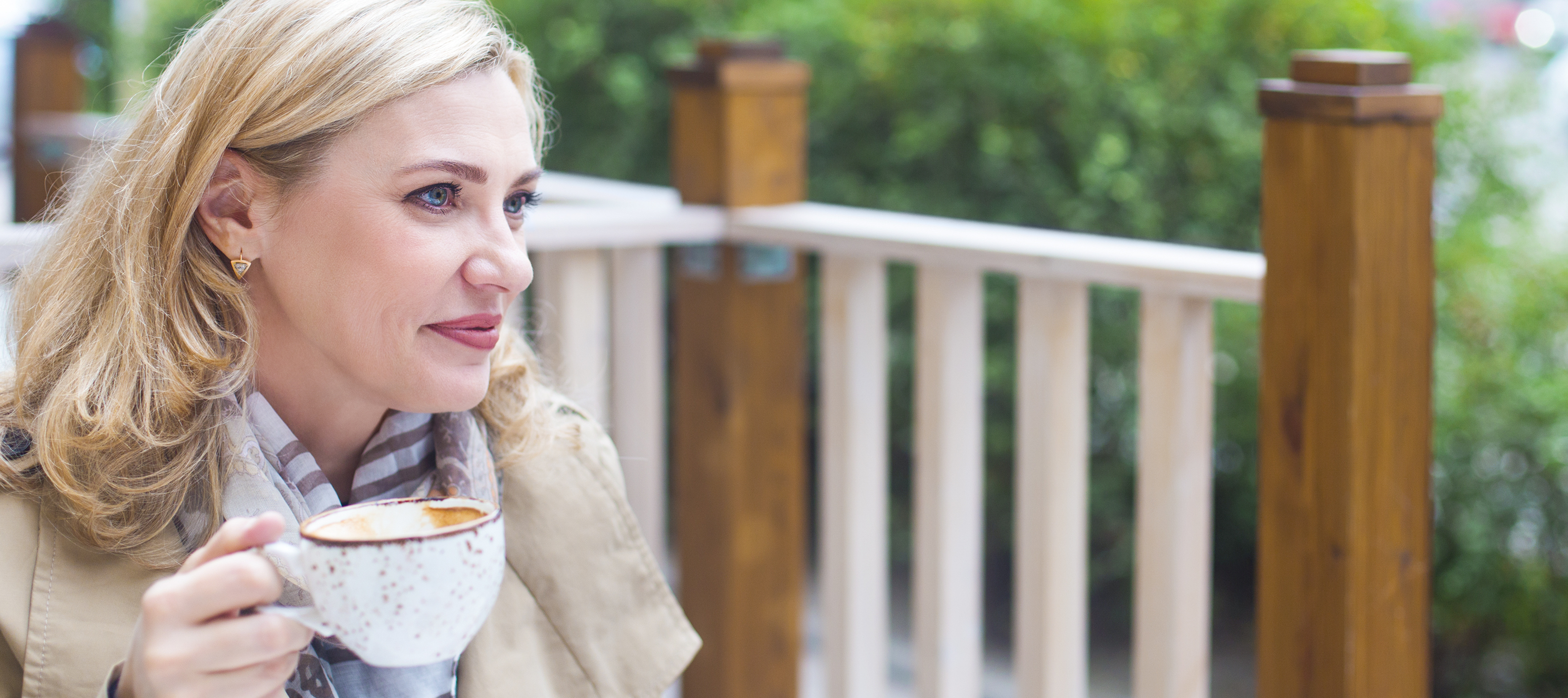 45-year-old woman drinking coffee