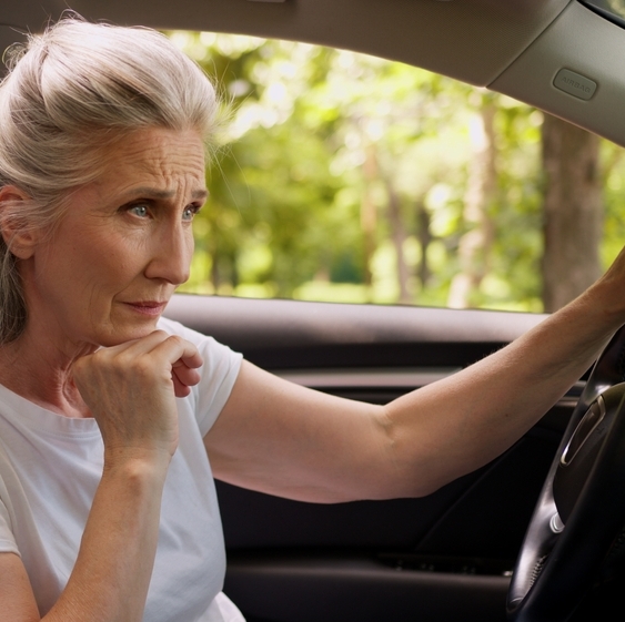 Woman driving a car