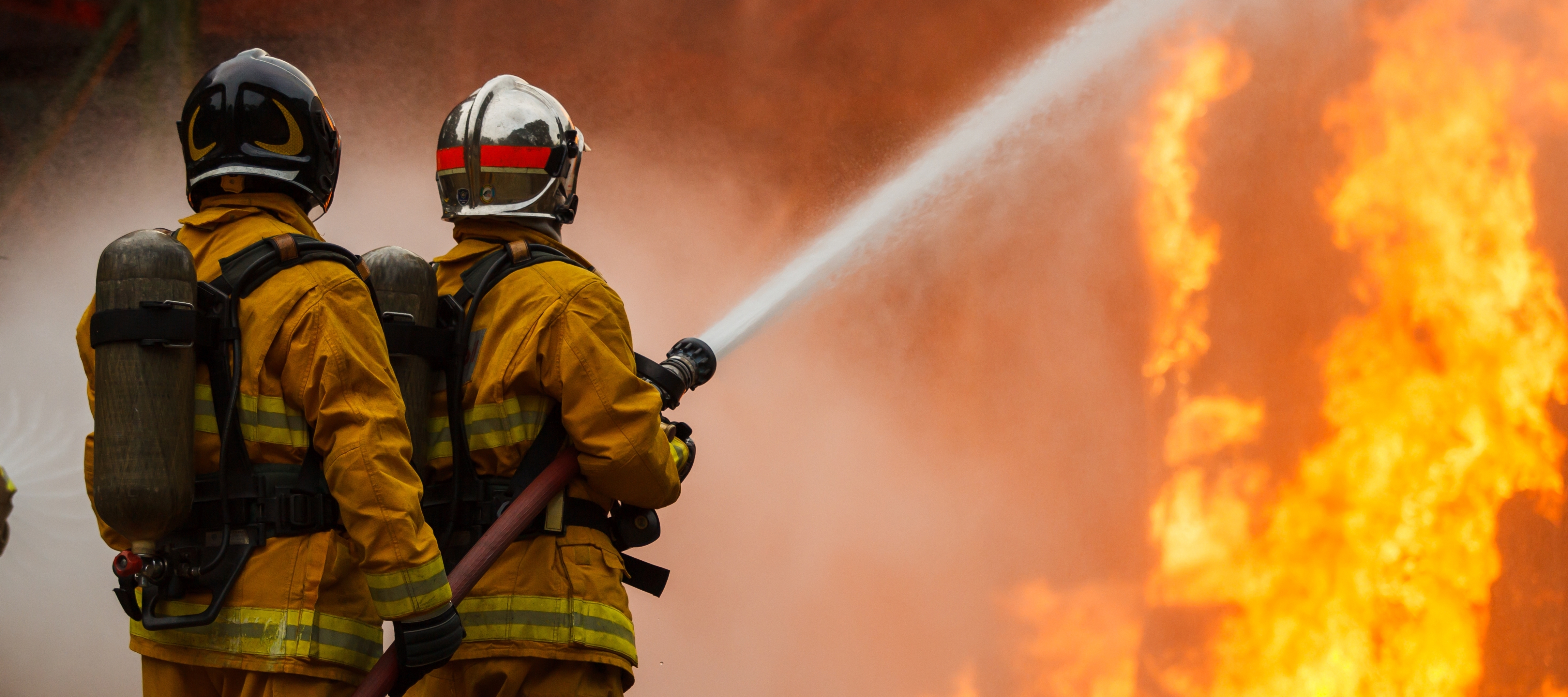 Firefighters putting out a fire