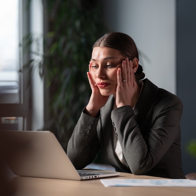 Woman stressed about money