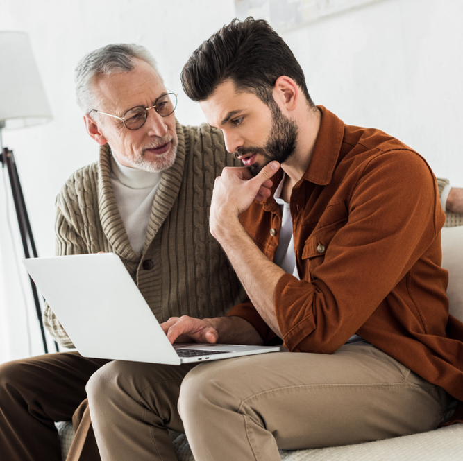 A photo of a son and father