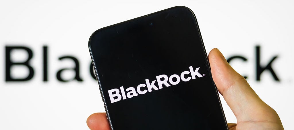 Smartphone displaying Blackrock logo