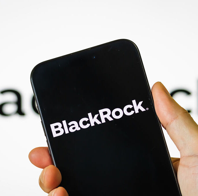 Smartphone displaying Blackrock logo