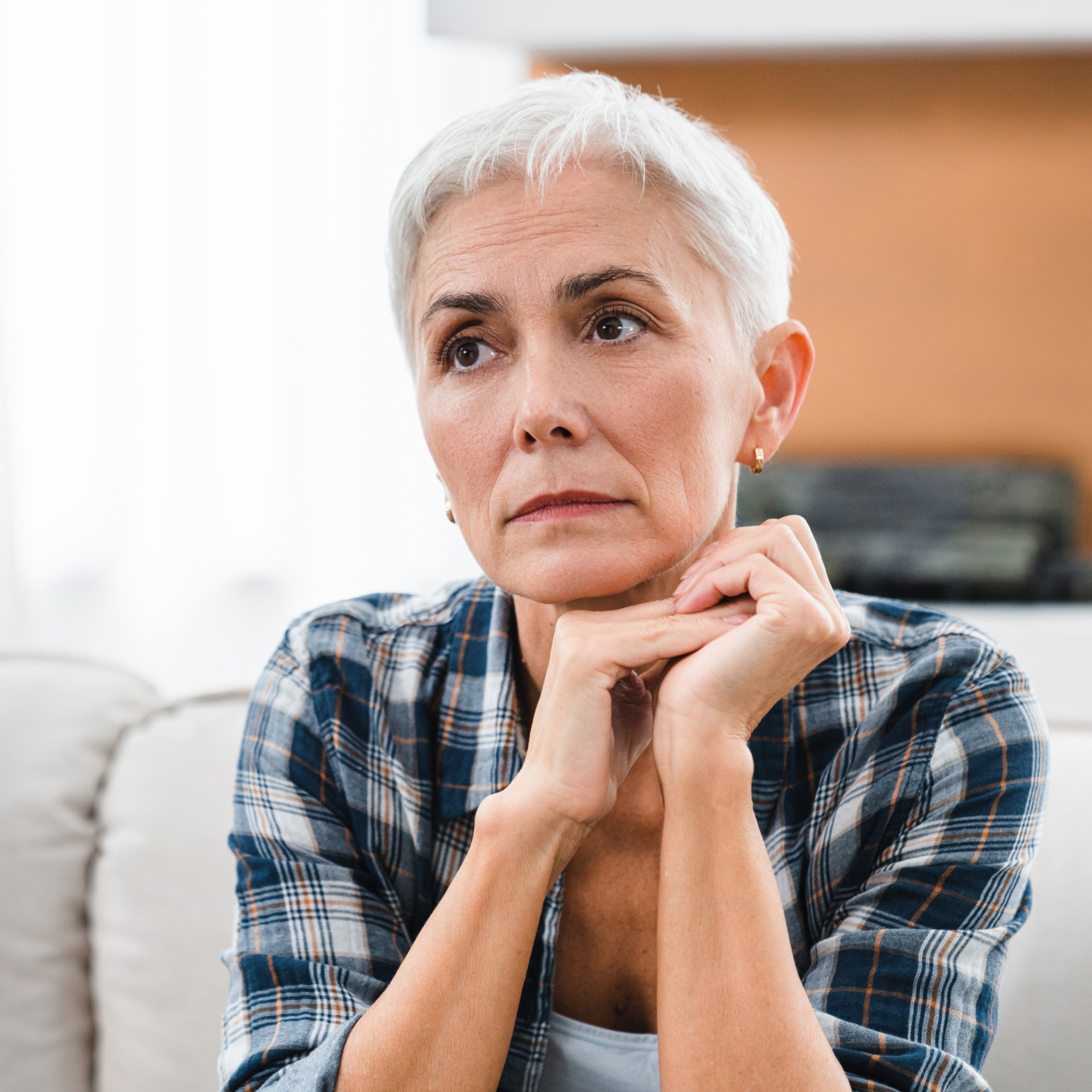 Woman looking serious