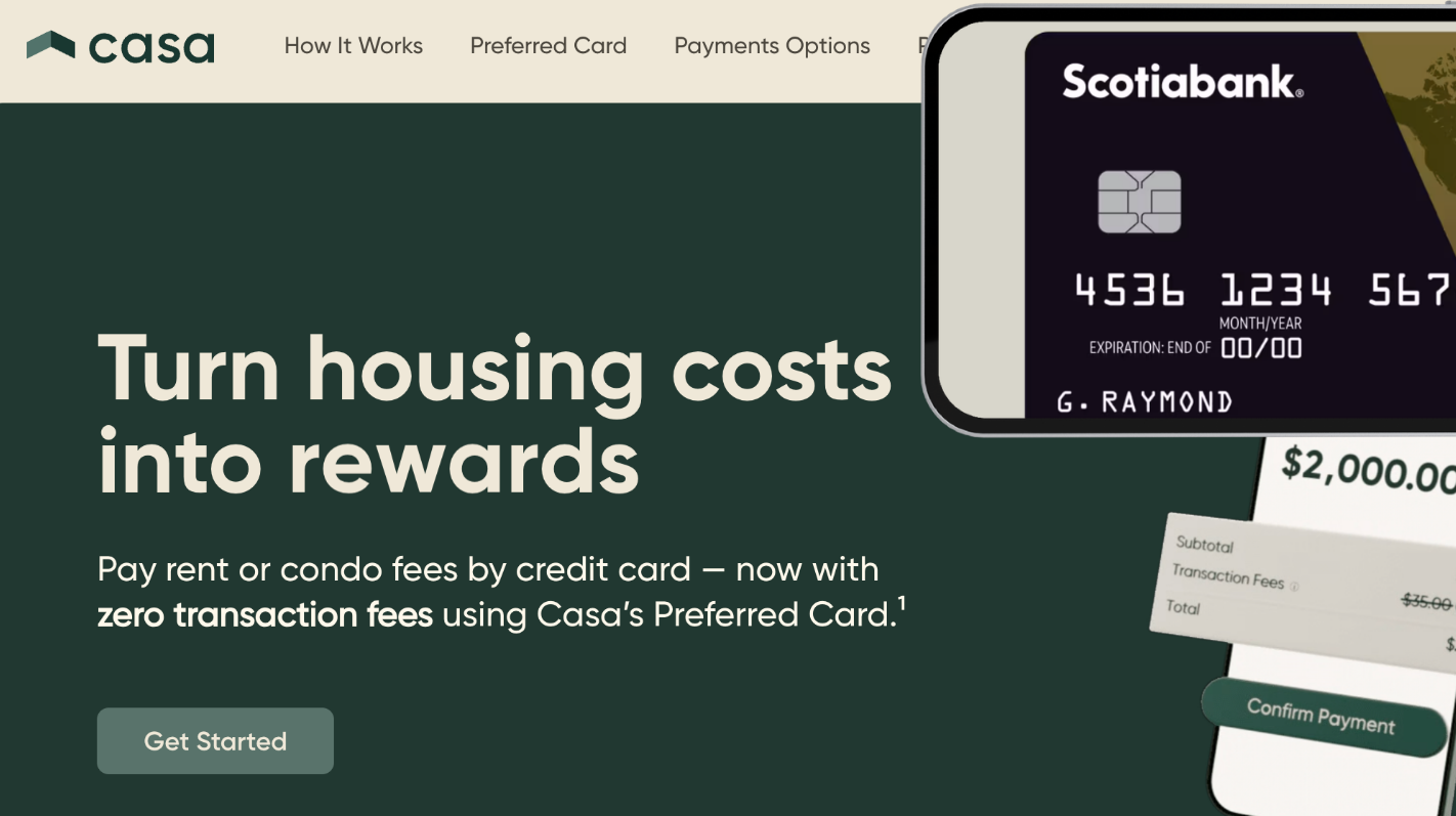 Earn points on rent with no transaction fees