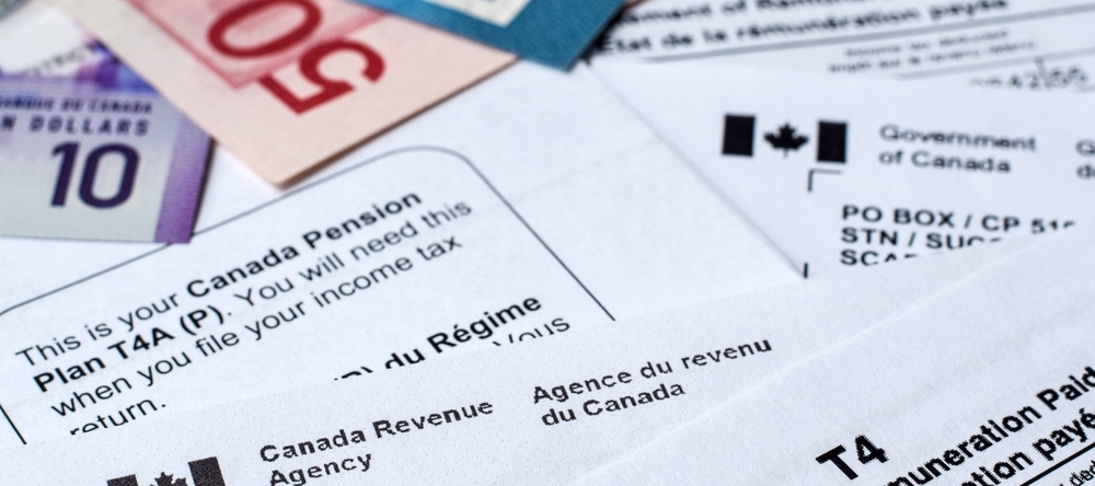 Canada Revenue Agency income tax forms and statements to prepare taxes