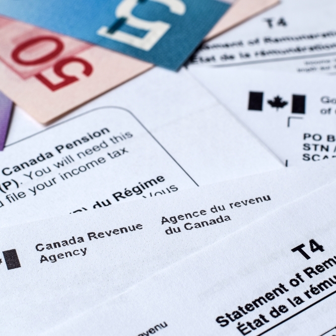 Canada Revenue Agency income tax forms and statements to prepare taxes