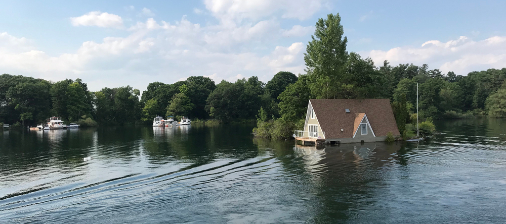 Flooded property on the St. Lawrence river