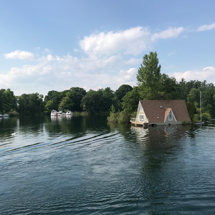 Flooded property on the St. Lawrence river