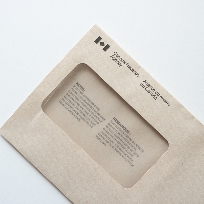 2023: empty window envelope from Canada Revenue Agency