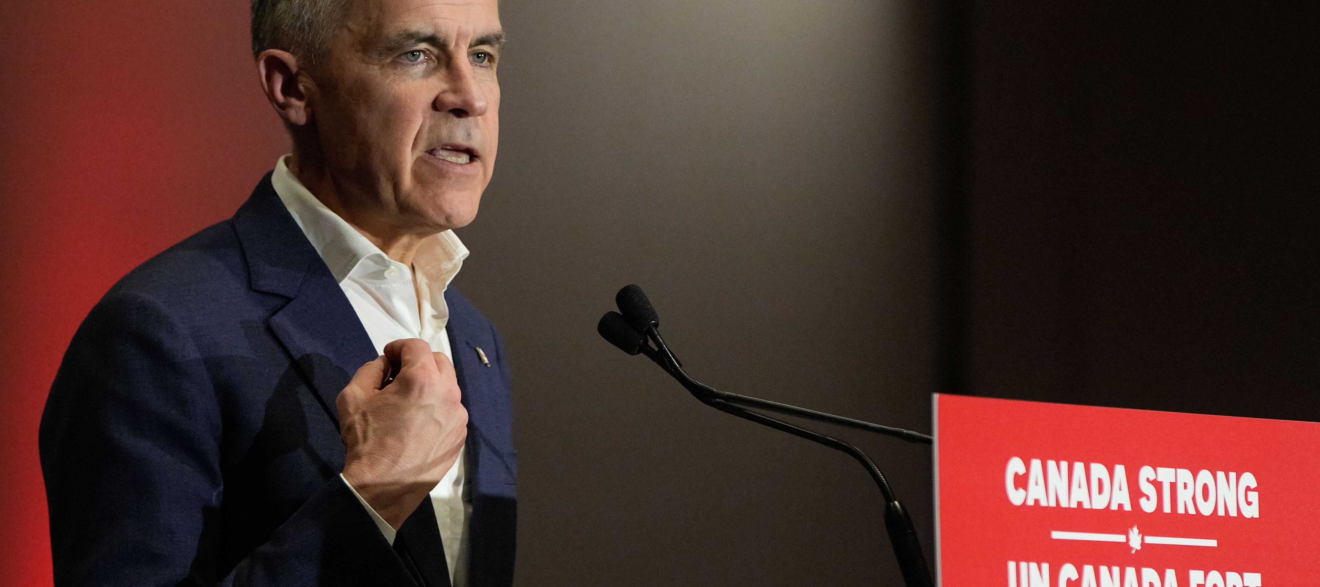 Canada's Liberal Party leader, Mark Carney, attends a federal election campaign rally at Sheraton Vancouver Airport Hotel in Richmond, British Columbia, Canada, on April 7, 2025.