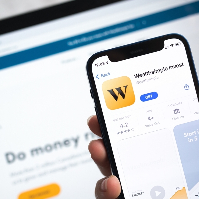 Image of Wealthsimple investment app on desktop and mobile