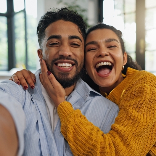 Happy couple taking a selfie