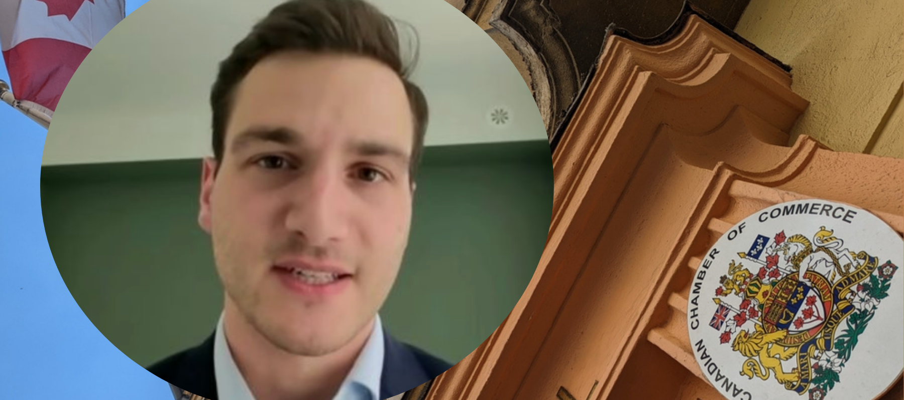 (Inlay) Andrew DiCapua, Principal Economist for the Canada Chamber of Commerce + outside the Canada Chamber of Commerce building