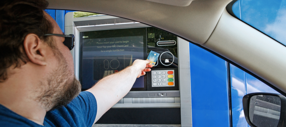 Taking money out of bank machine