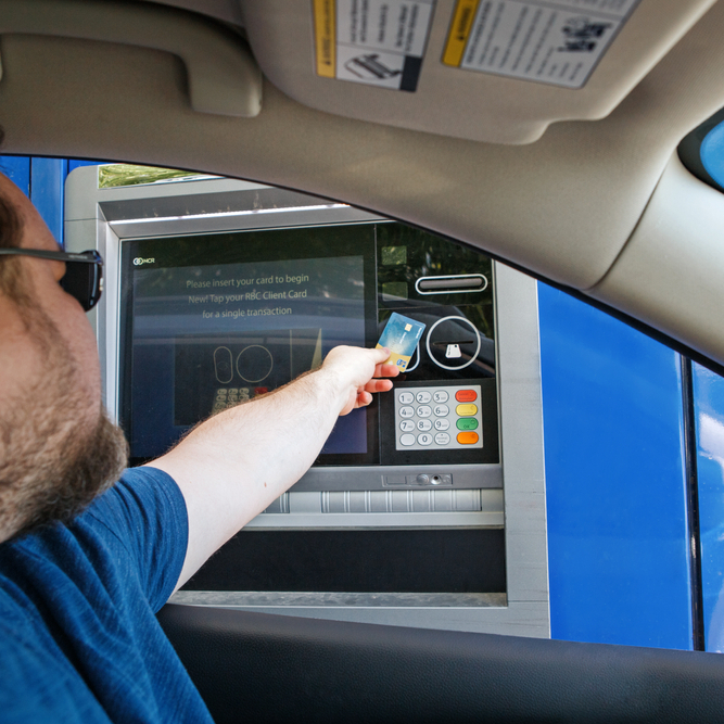 Taking money out of bank machine