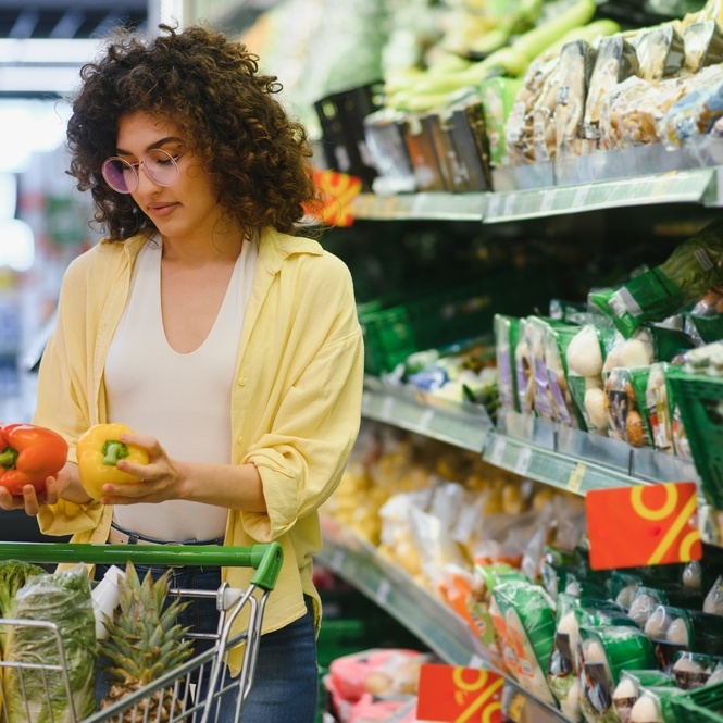Millennial shopping for groceries