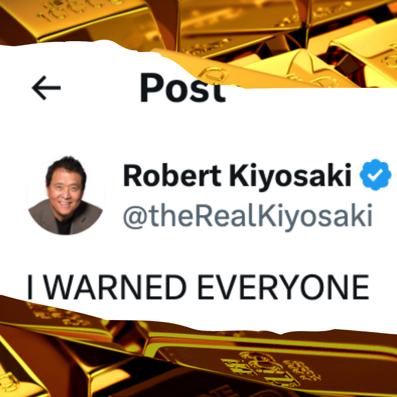 Image of gold bars | Screenshot of a post from Robert Kiyosaki's X profile