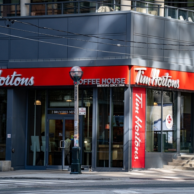 Exterior of a Tim Hortons location