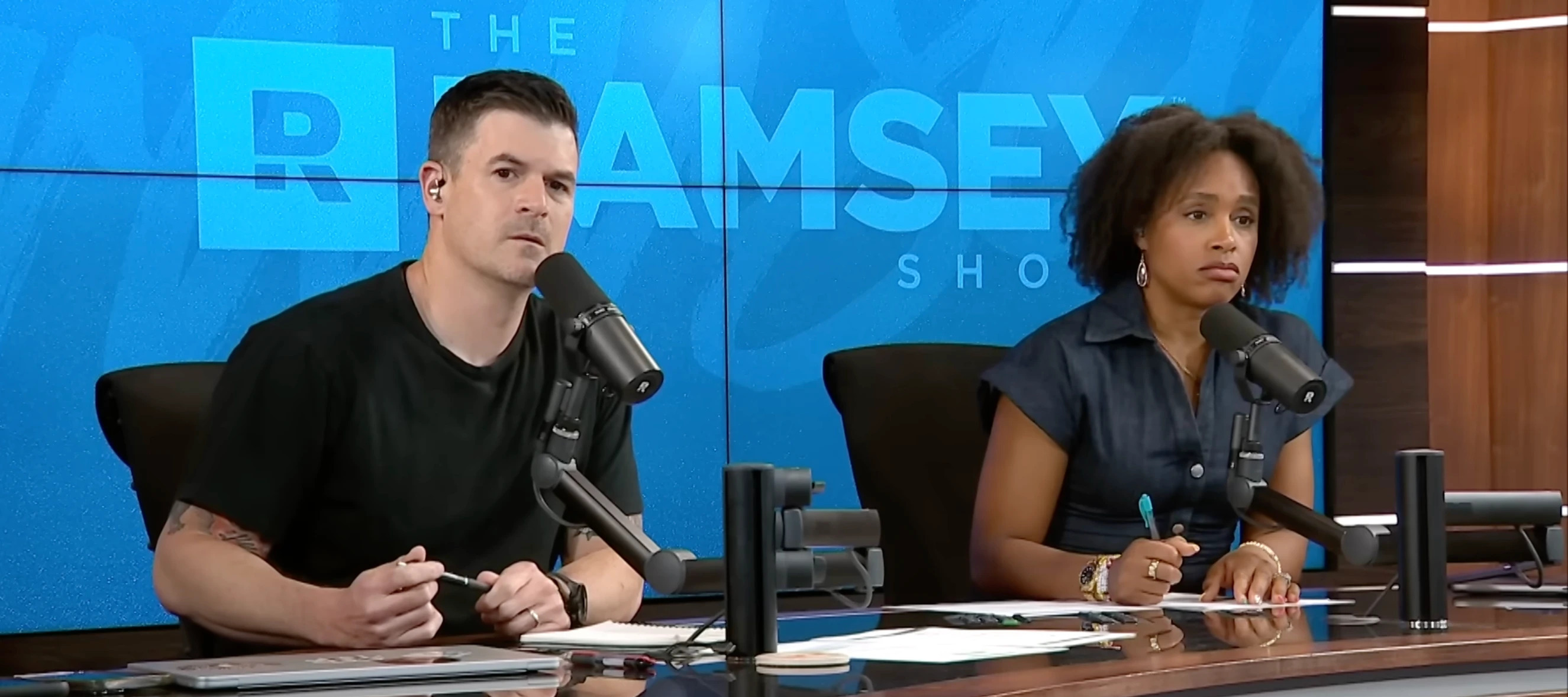 Dr. John Deloney and Jade Warshaw on the set of the Ramsey Show