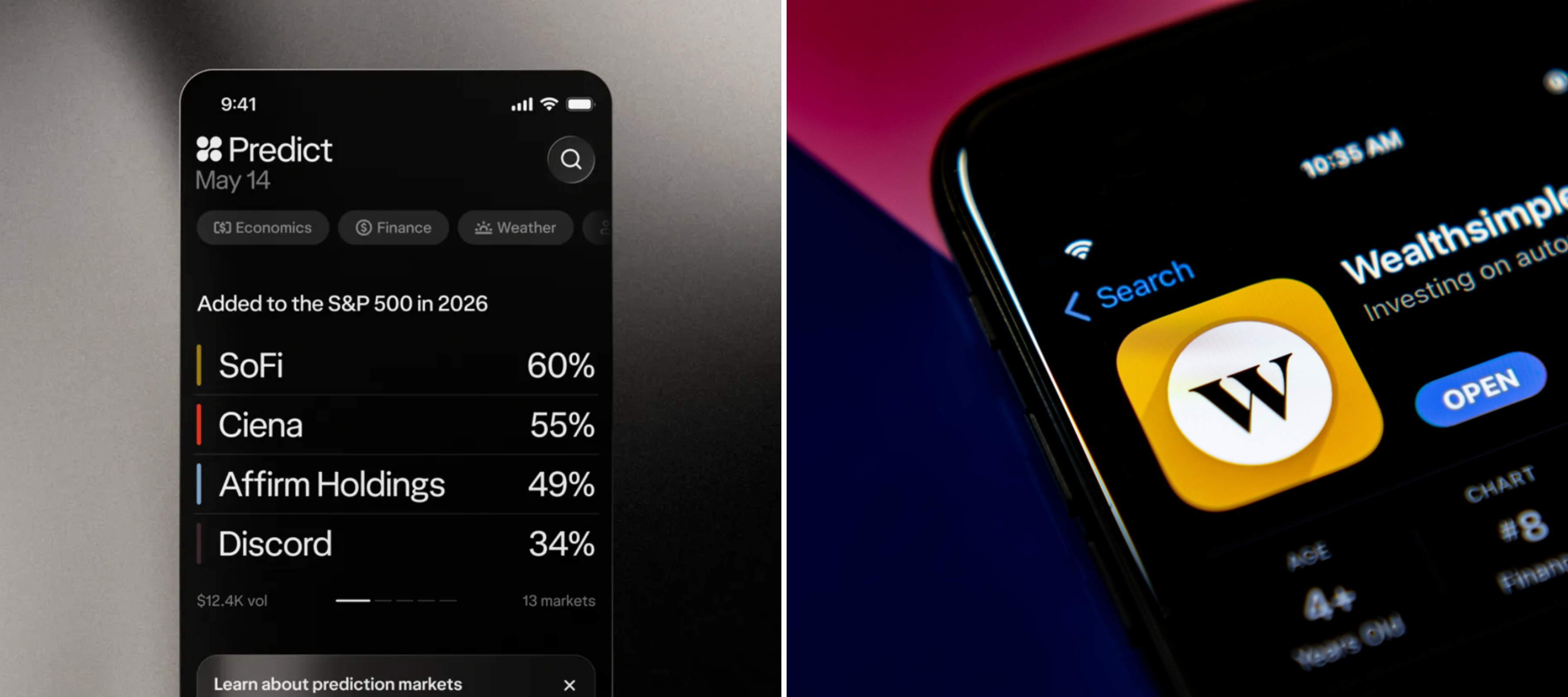 Screenshot of Wealthsimple Predict | Image of the Wealthsimple trading app