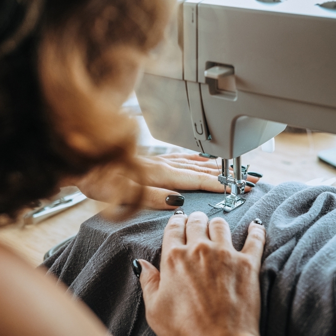 Woman sewing