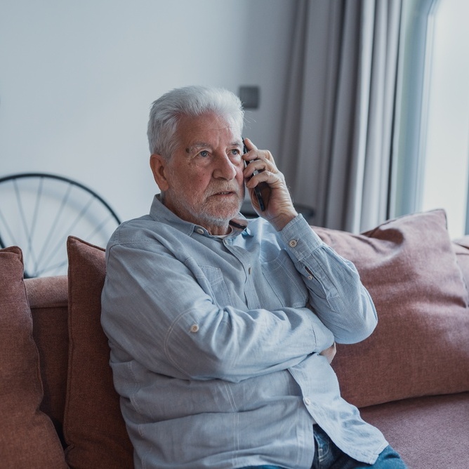 Older man on phone