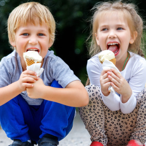 Children enjoying ice cream