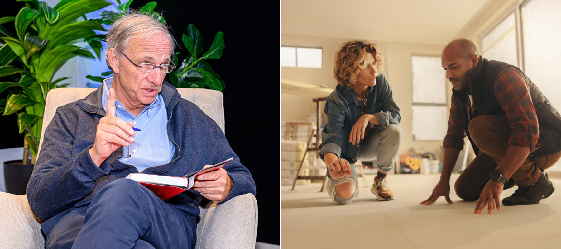 Ray Dalio is interviewed by host Nicole Lapin on the "Money Rehab" podcast on May 15, 2025 + A couple discusses a home renovation