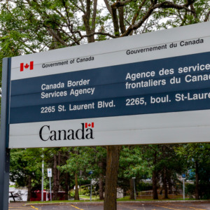Sign of Canada Border Services Agency on St. laurent Blvd in Ottawa