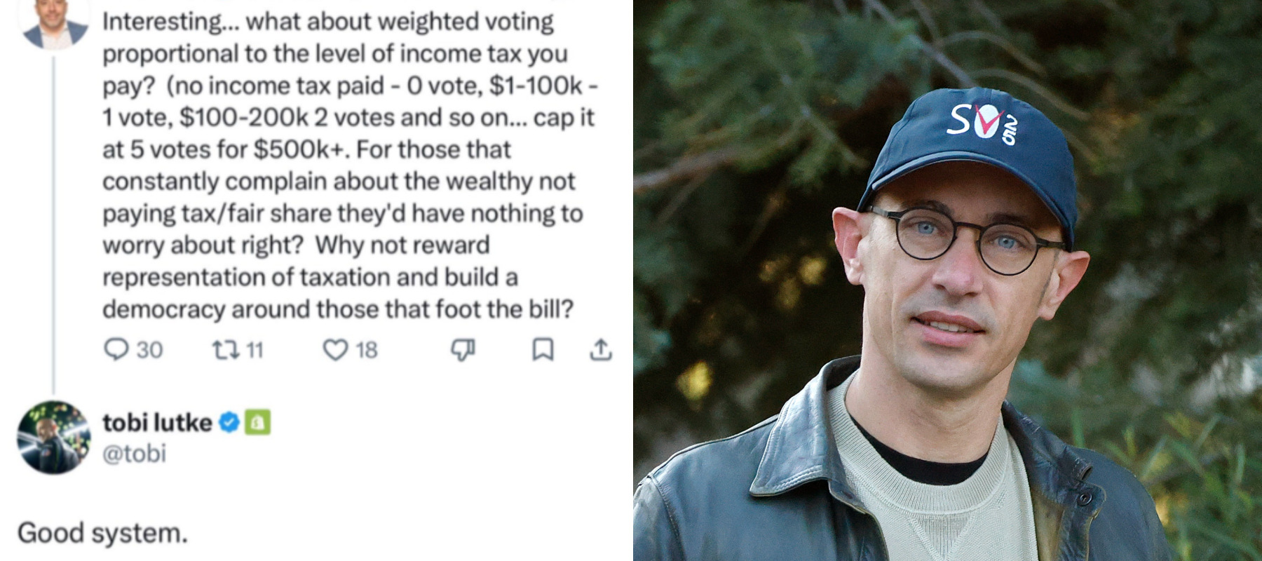 Screenshot of X discussion with Tobi Lutke + Shopify CEO Tobi Lutke
