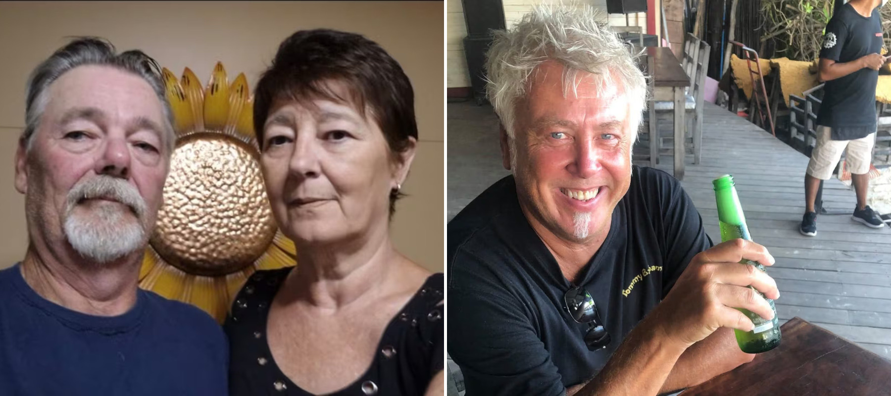 Portrait of Cindy Thompson and Glenn Brown next to a photo of Harry Robinson