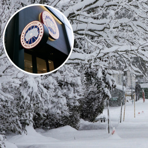 Canada Goose logo in Vancouver winter