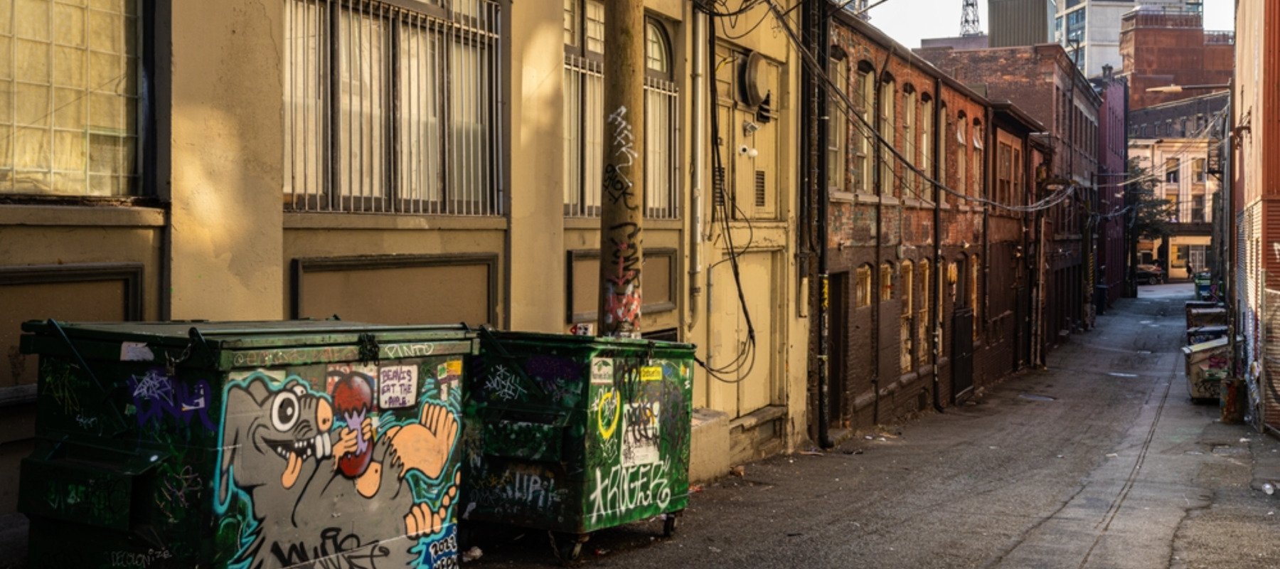 Empty back alley on one of the streets of Vancouver British Columbia