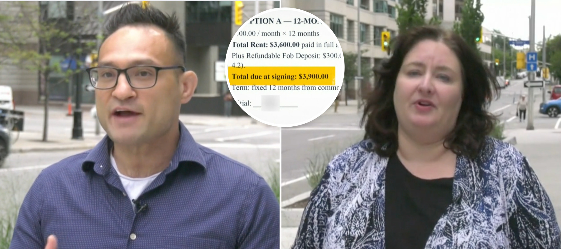 Man and woman being interviewed.