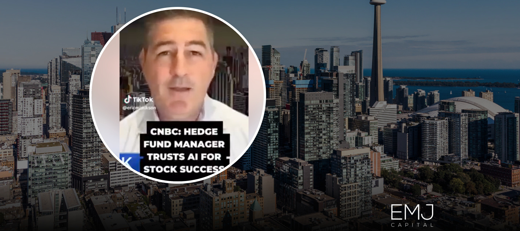 Screenshot of Eric Jackson speaking to CNBC + Homepage of EMJ Capital