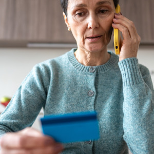 Woman dealing with phone scam